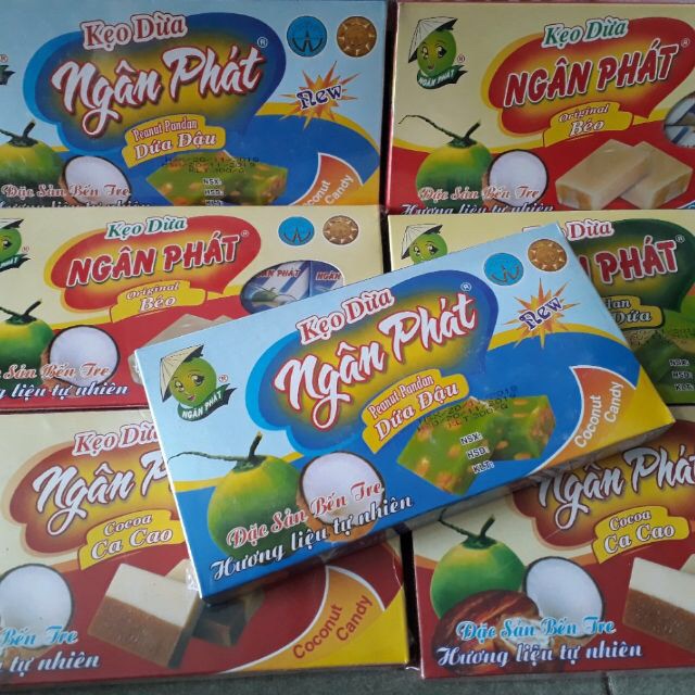 Hộp Kẹo Dừa Đặc Sản Bến Tre Ngân Phát 300gr Nhiều Vị