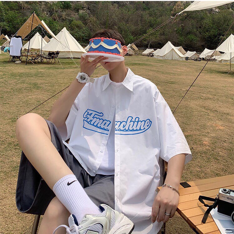 Áo sơ mi nam nữ form rộng đi học oversize in chữ tay lỡ - ZADOLA FASHION