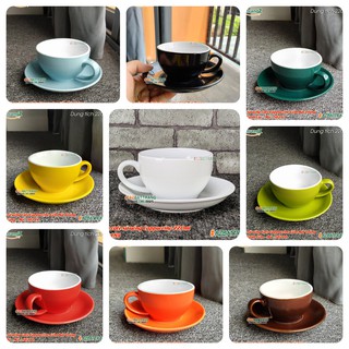 Bộ ly sứ uống cafe Cappuccino nhiều màu Gốm Bát Tràng AZ