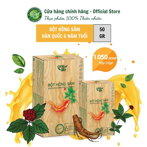 Hộp 25 gói Bột Hồng Sâm Hàn Quốc ONELIFE 6 năm tuổi cao cấp (2gr/ gói)