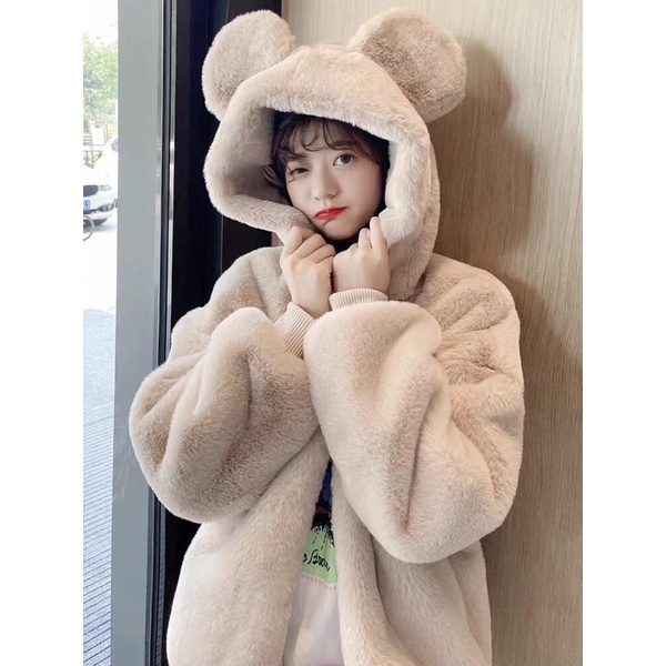 ÁO KHOÁC LÔNG TAI GẤU CUTE XINH XẮN