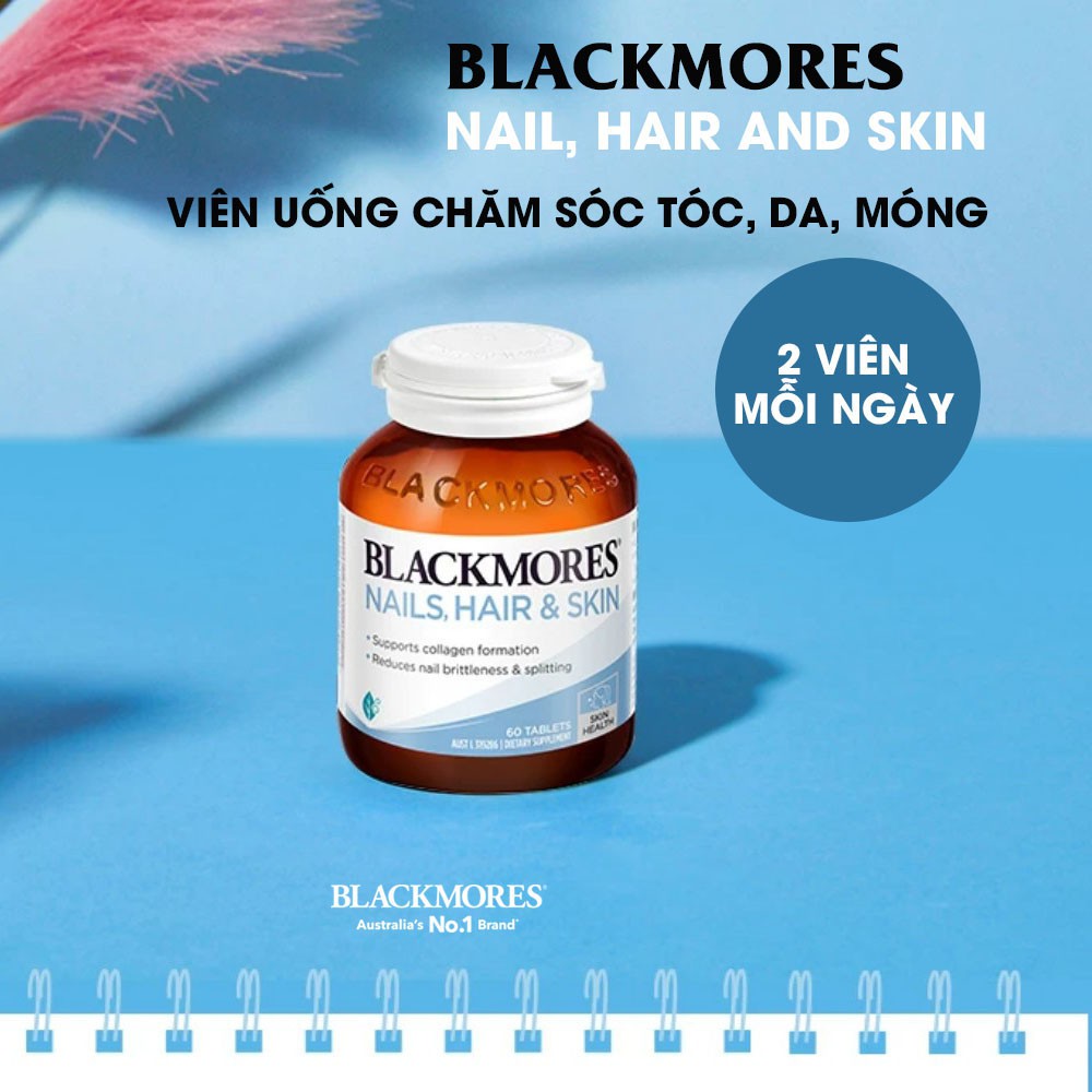 [Chính hãng Úc] Viên uống chăm sóc tóc, da, móng Nail, Hair and Skin Blackmores Úc 60 viên - Date mới