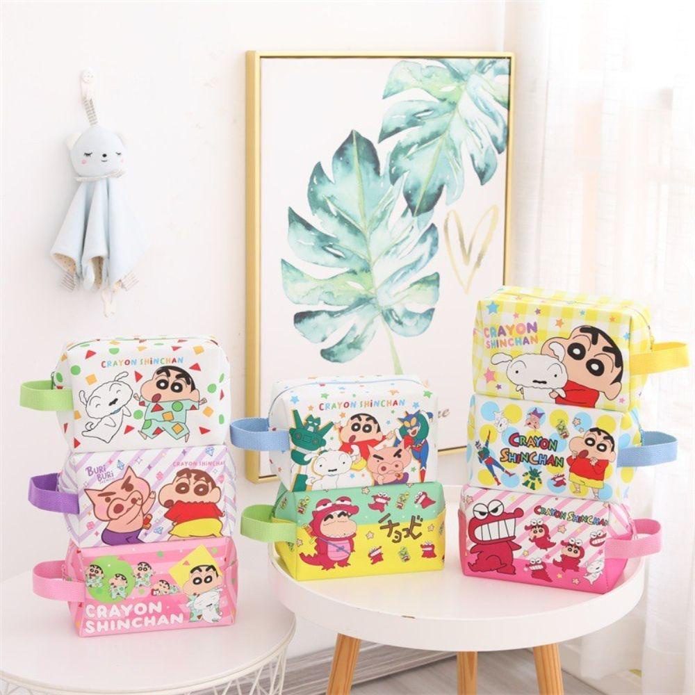 USNOW Túi Đựng Mỹ Phẩm Đa Năng Cỡ Lớn Thiết Kế Hình Cậu Bé Bút Chì Phong Cách Nhật Bản Ốp