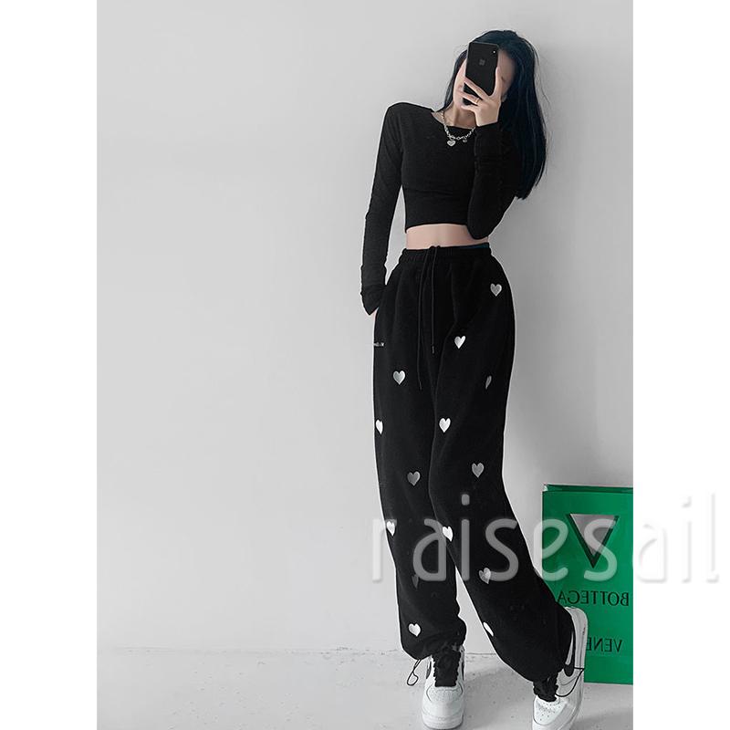 RS quần ống rộng In Họa Tiết Trái Tim Thời Trang Dành Cho Nữ | BigBuy360 - bigbuy360.vn