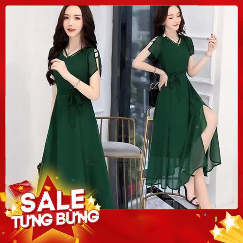 Đầm form dài voan chiffon xẻ đùi Misa Fashion MS307 đi chơi, dự tiệc - Có 3 màu -Hàng nhập khẩu
