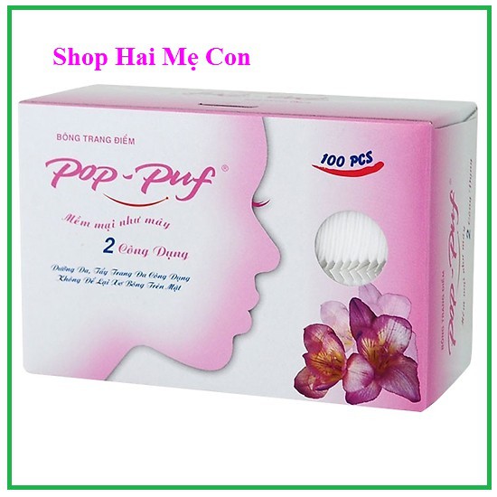 Combo 03 hộp Bông Trang Điểm Pop Puf 2 công dụng Hồng (100 Miếng / Hộp)