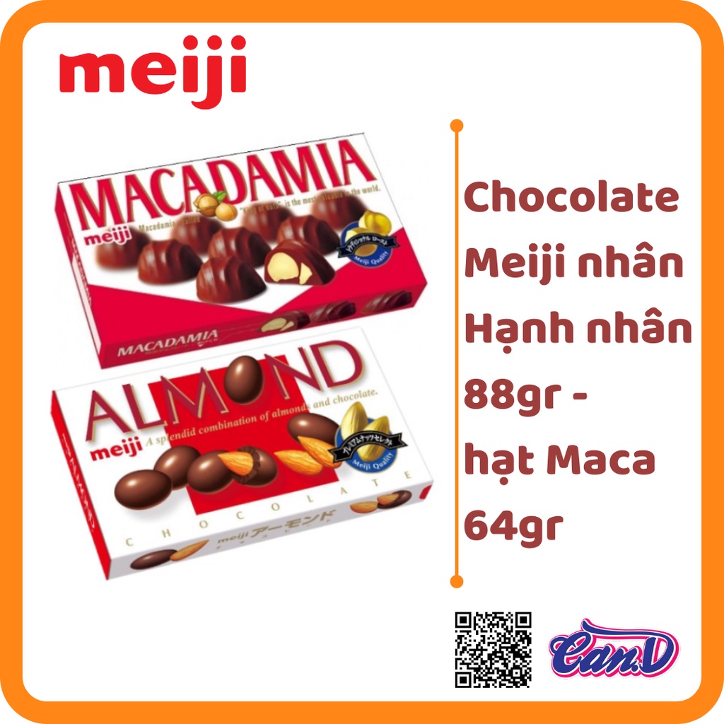 Chocolate Meiji nhân Hạnh nhân 88gr - hạt Maca 64gr