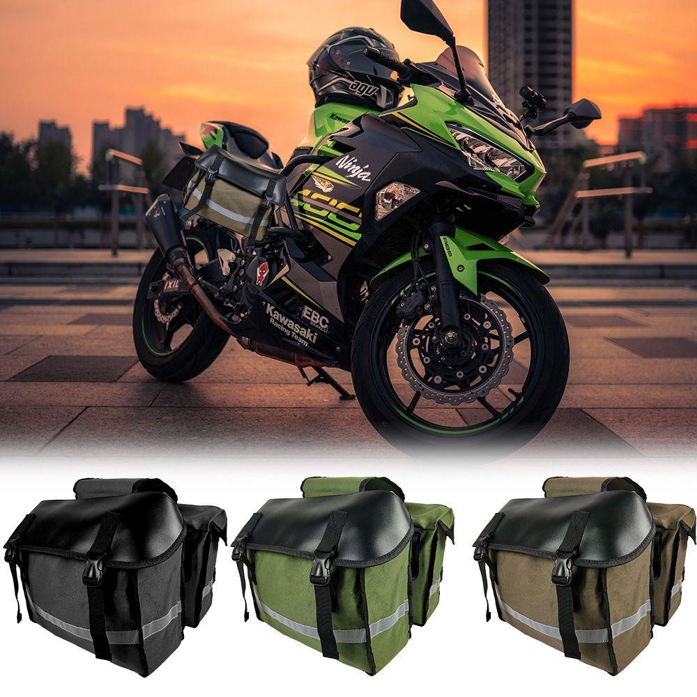 Btlimer Túi Vải Canvas Chống Thấm Nước Sức Chứa Lớn Gắn Yên Xe Máy Kèm Túi Đựng Phản Quang