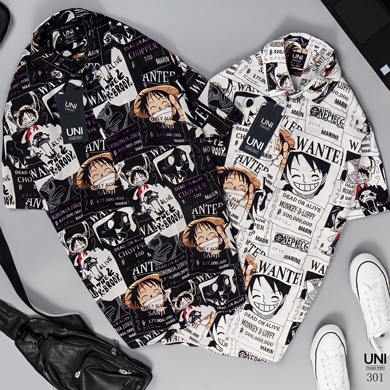 Áo sơmi Tay Lỡ Unisex Luffy One Piece Form rộng 😎 Nam nữ unisex/FREESHIP 99K ❤️