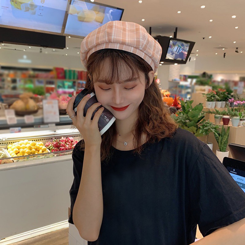 Mũ Lưỡi Trai Họa Tiết Ca Rô Phong Cách Cổ Điển Dành Cho Nữ