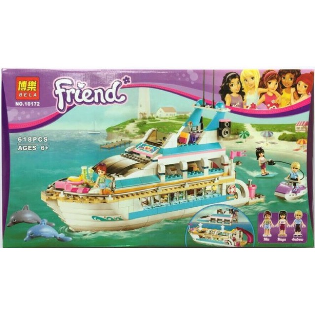Đồ chơi Lego lắp ráp xếp hình Friends du thuyền cá heo của Mia,Maya,Andrew 618 khối BELA10172