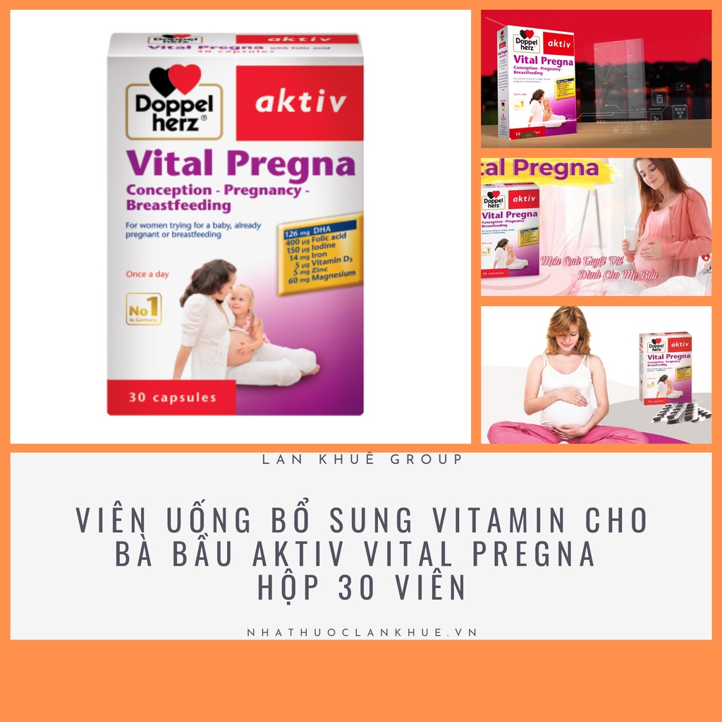 Viên uống bổ sung Vitamin cho bà bầu Aktiv Vital Pregna Hộp 30 viên