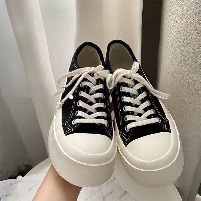 Giày Thể Thao Sneaker Nữ Vải Độn Đế 5cm BE 2 Màu Si