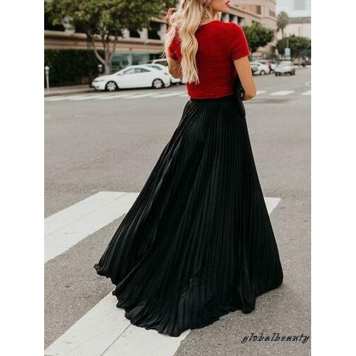 Váy voan dài , lưng cao , xếp li cho nữ