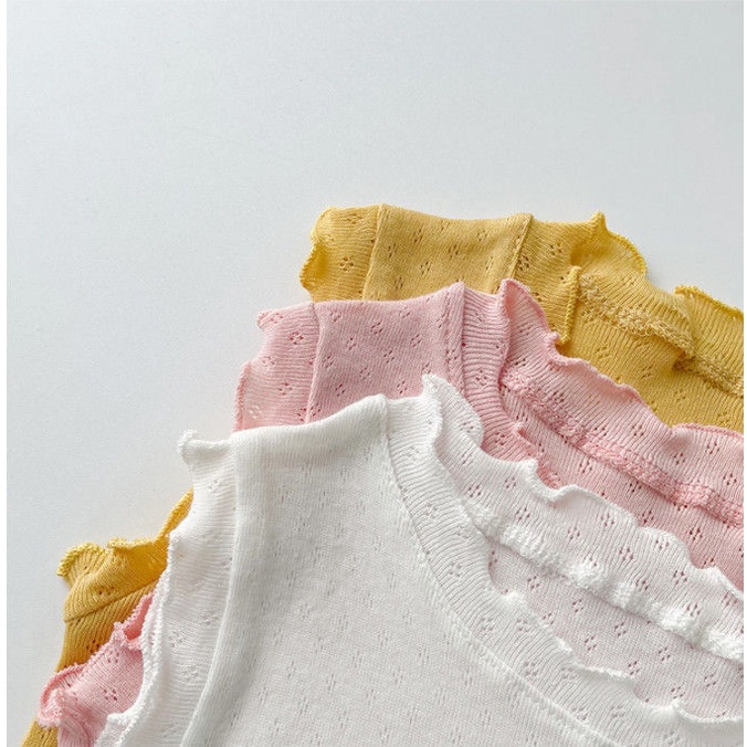 [Babycat] Hàng Có Sẵn Áo Sát Nách Cotton Phối Lưới Mỏng Thoáng Khí Phong Cách Nhật Bản Hàn Quốc Cho Bé Gái Mặc Trong Hàng Ngày