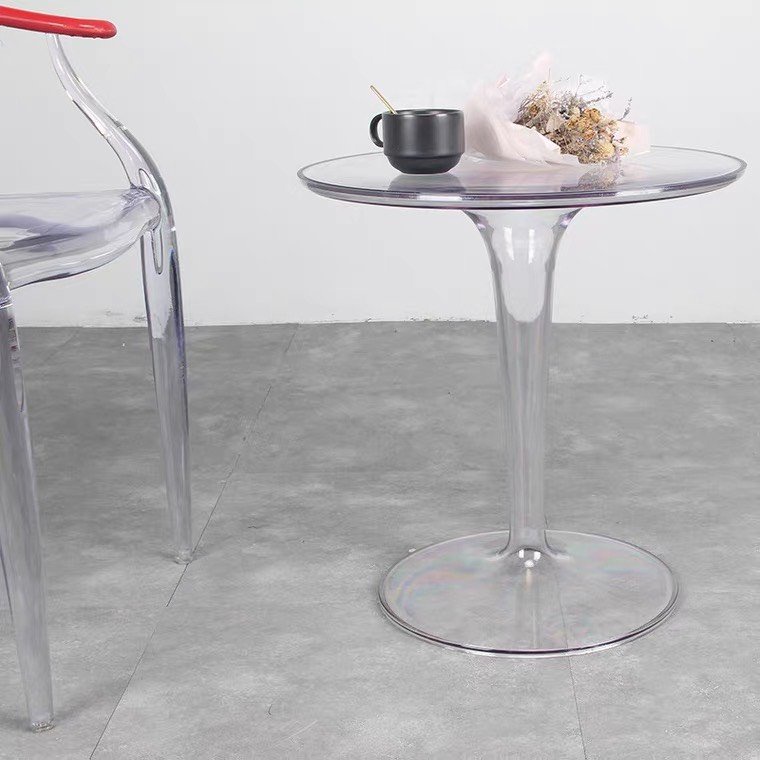 BÀN TRÒN TRONG SUỐT ACRYLIC CAO CẤP DECOR SIÊU XINH