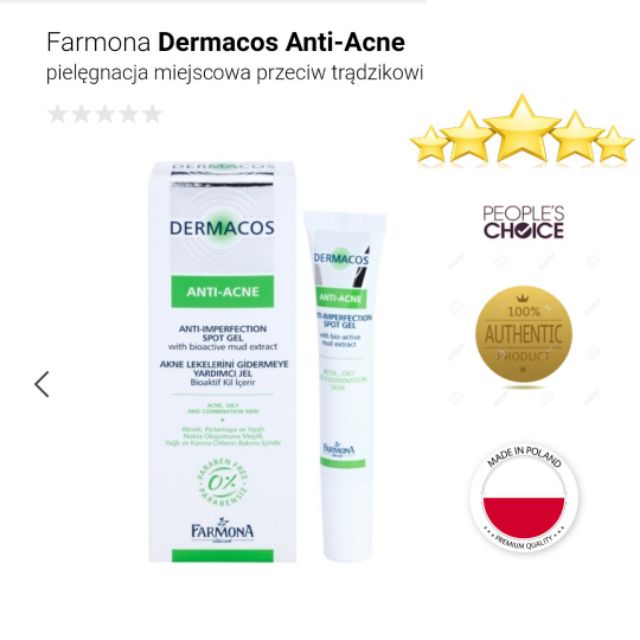 [15ml] Gel chấm mụn kháng khuẩn Dermacos Farmona