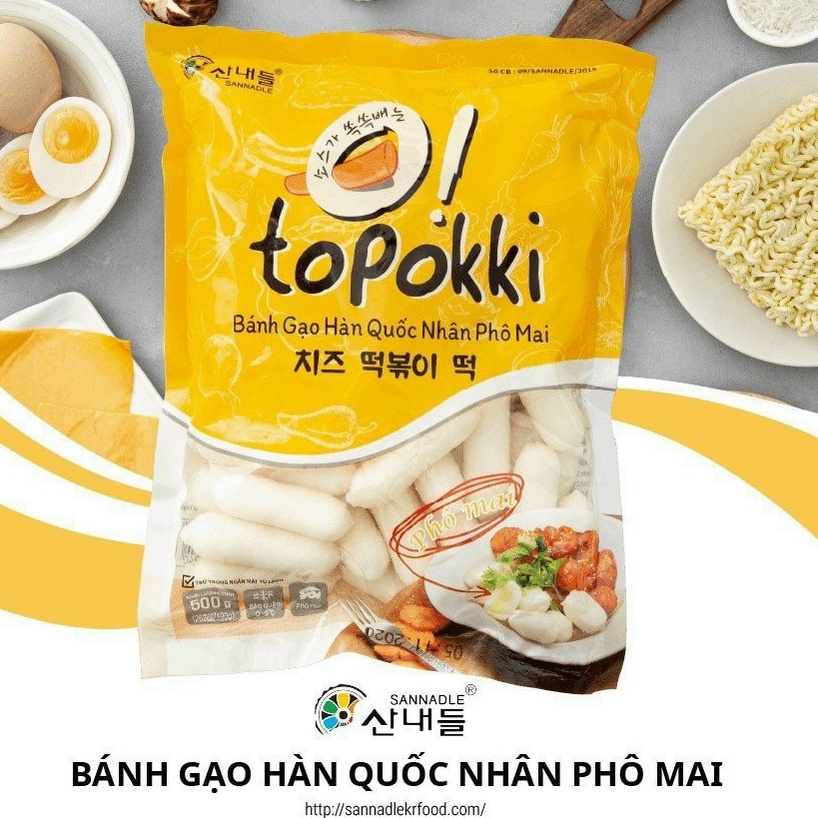 BÁNH GẠO TOKBOKKI NHÂN PHÔ MAI HÀN QUỐC GÓI 500G/ 1Kg