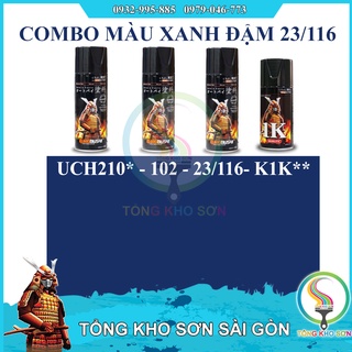 Combo Bình Sơn xịt màu xanh đậm 116 son xit Samurai
