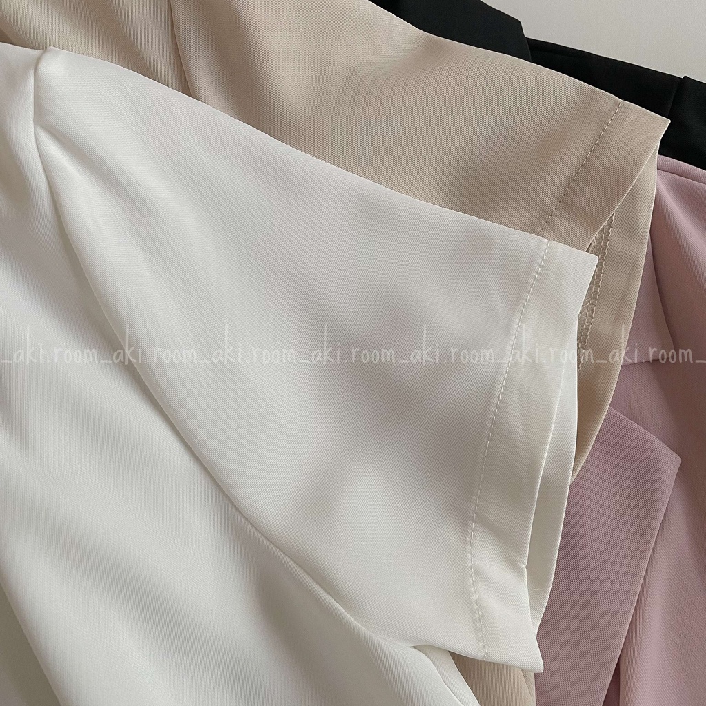 Áo blazer cộc tay một lớp bốn khuy form rộng vừa hai nắp túi giả 2216