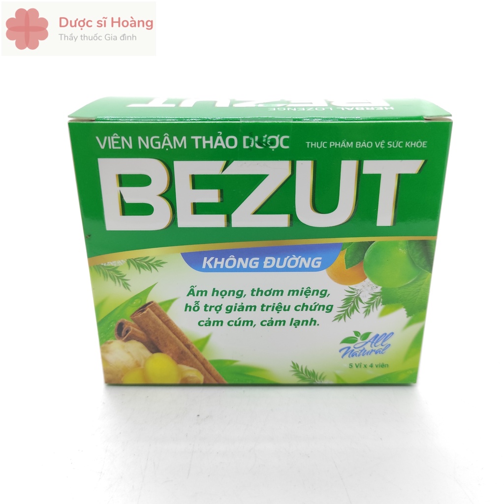 Viên Ngậm BEZUT Không Đường - Chăm Sóc Thanh Quản - Hộp 20 viên