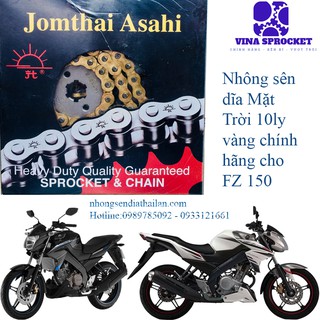 Nhông Sên Dĩa Mặt Trời Cho FZ150i (Jomthai Asahi) có mã kiểm tra chính hãng