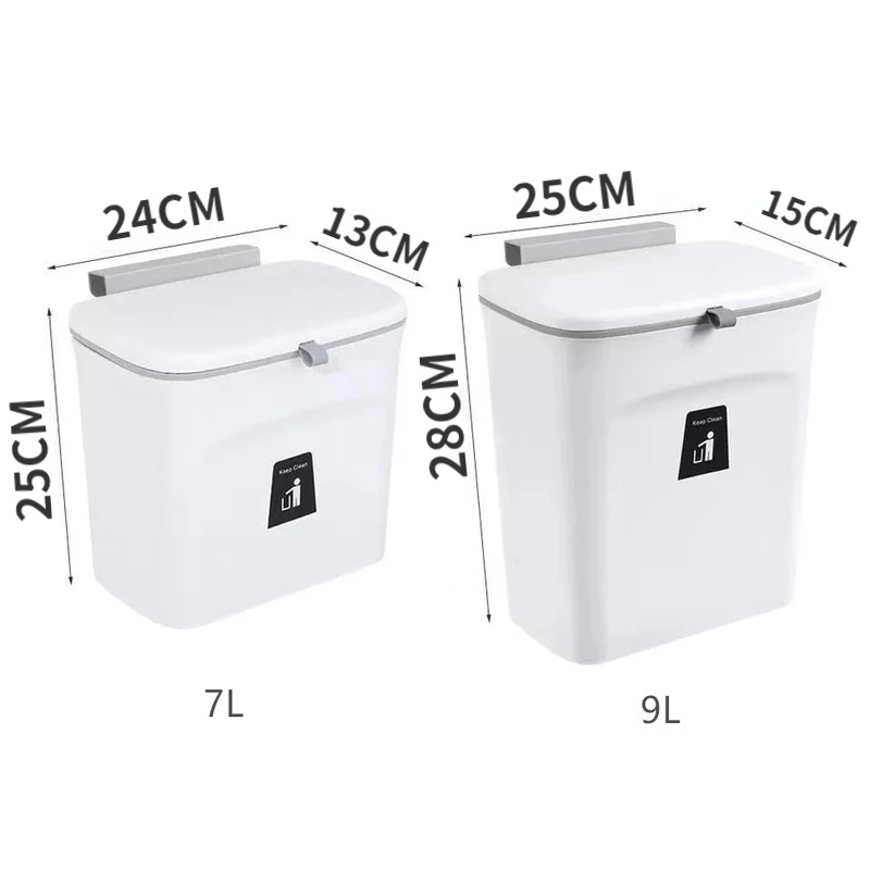Thùng Rác Gắn Tường Cỡ Lớn 7L/9L Có Nắp Đậy Tiện Dụng Cho Nhà Bếp/ Nhà Tắm