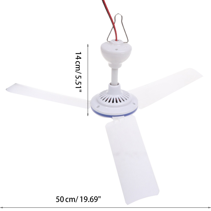 Quạt Trần Du Lịch DC 12V 24V Kèm Dây Cáp Nguồn 230cm