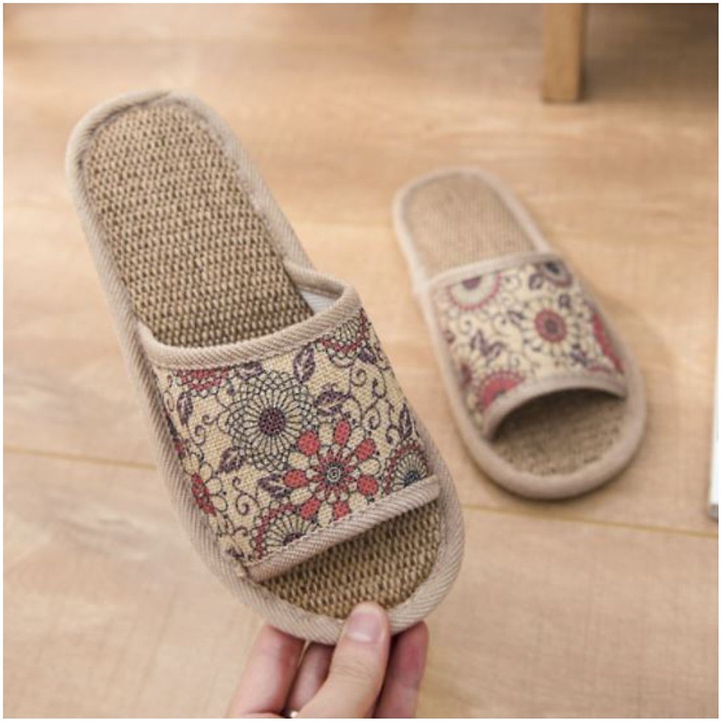 Dép cói đi trong nhà Vintage đế khâu chắc chắn, kiểu dáng phong cách và sang trọng
