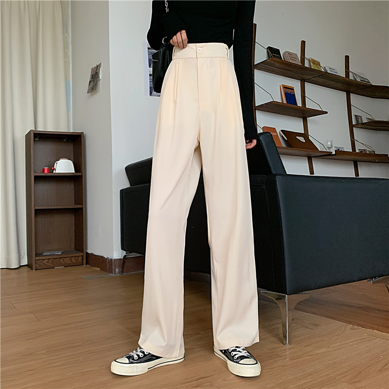 SUXI Quần Dài Màu Trơn Dáng Rộng Thiết Kế Đơn Giản Trẻ Trung Hợp Thời Trang
