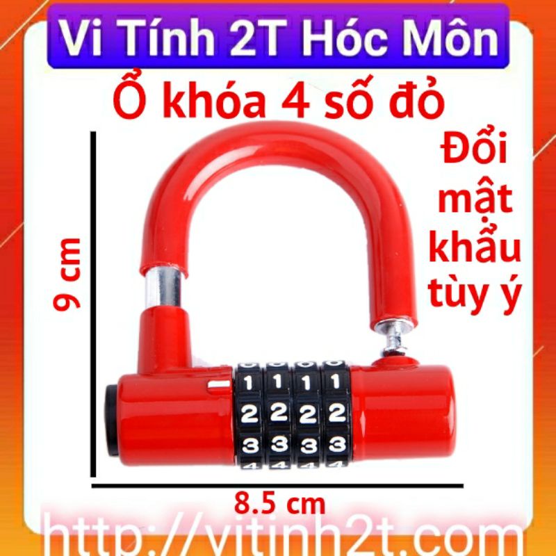 ổ khóa 4 số chống trộm cao cấp màu đỏ