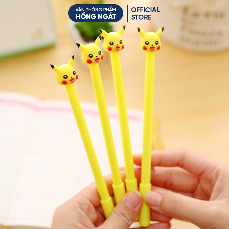 Bút bi cute pikachu, bút bi nước mực gel đen ngòi 0.5mm nhiều màu dễ thương đồ dùng học tập văn phòng phẩm B28