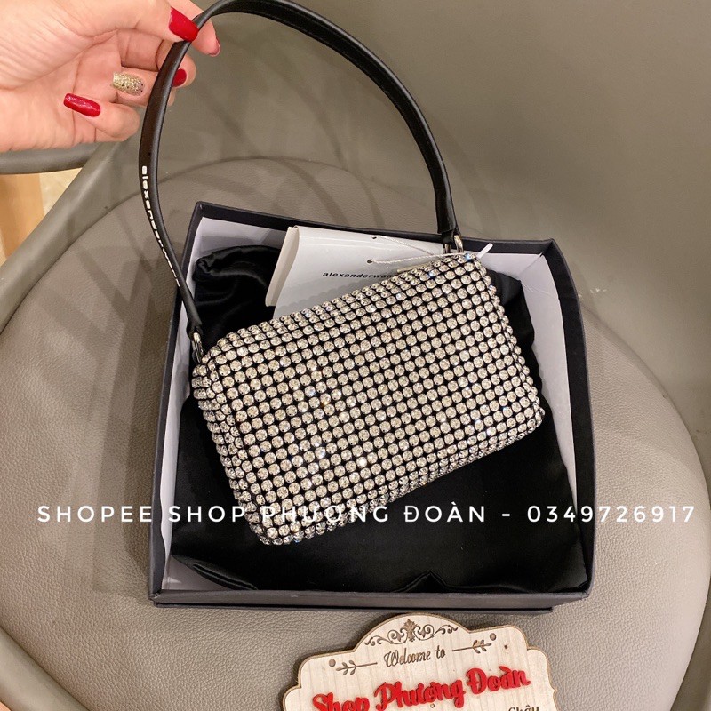 [ALEX2021] Túi đính đá kẹp nách size 18cm vừa PLUS full hộp