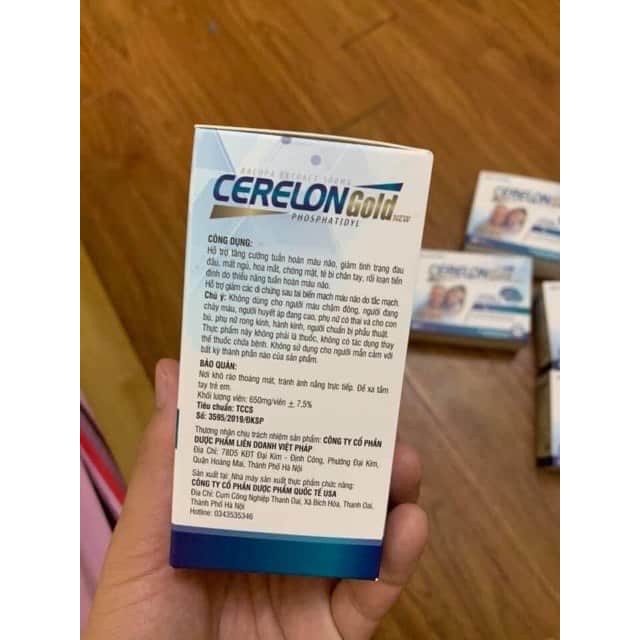 Cerelon gold Giúp bổ sung dưỡng chất cho não hiệu quả viên uống hoạt huyết dưỡng, giảm đau đầu, chóng mặt não 100 viênnn