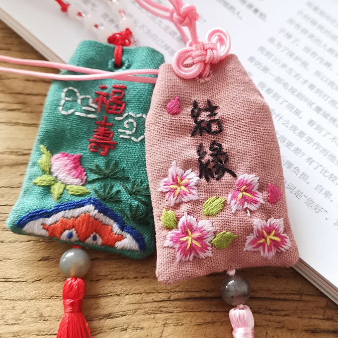 Thêu Handmade/Phụ Kiện/Set vải thêu túi thơm OMAMORI thủ công DIY làm quà tặng