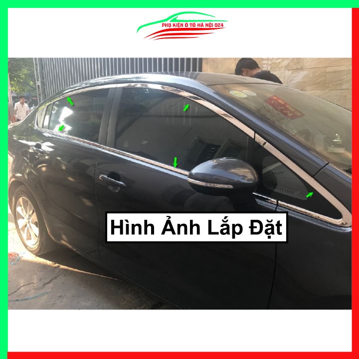 Bộ nẹp viền chân kính cong kính Kia Rio Hatchback Inox sáng bóng chuẩn form xe
