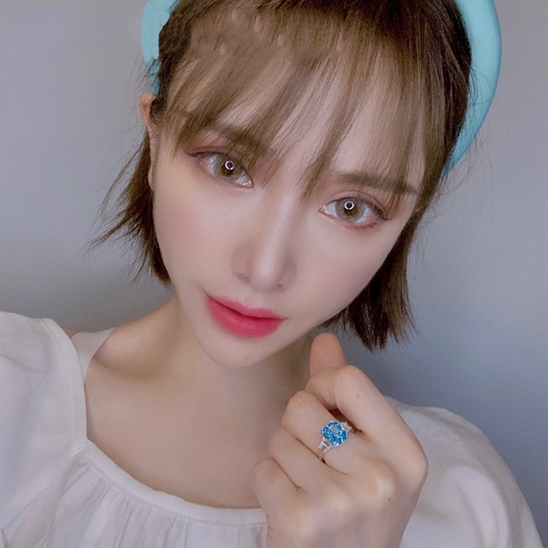 (Hàng Có Sẵn) Nhẫn Đính Đá Sapphire Sang Trọng