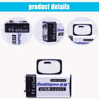 Pin Sạc Cổng Micro USB Doublepow 9V 6F22 650mAh