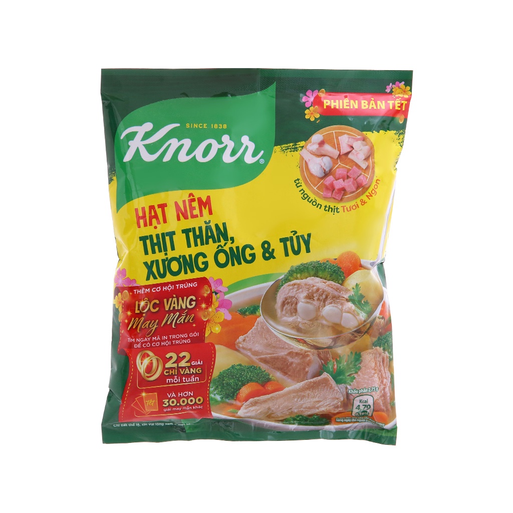 Hạt Nêm Knorr Thịt Thăn xương ống gói 900g (Phiên bản tết 2022 có mã thẻ quay số may mắn in bên trong gói)
