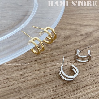 Khuyên tai nữ đơn giản - Bông tai nữ chữ C phủ bạc bền màu BTV85