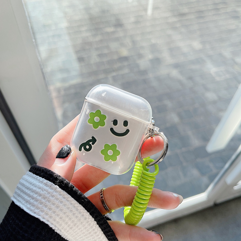 Vỏ Bảo Vệ Hộp Sạc Tai Nghe airpods 1 2 Pro 3rd Generation Pro 1/2 Trong Suốt Chống Sốc Họa Tiết Hoạt Hình Kèm Dây Đeo Kiểu Nhật Hàn