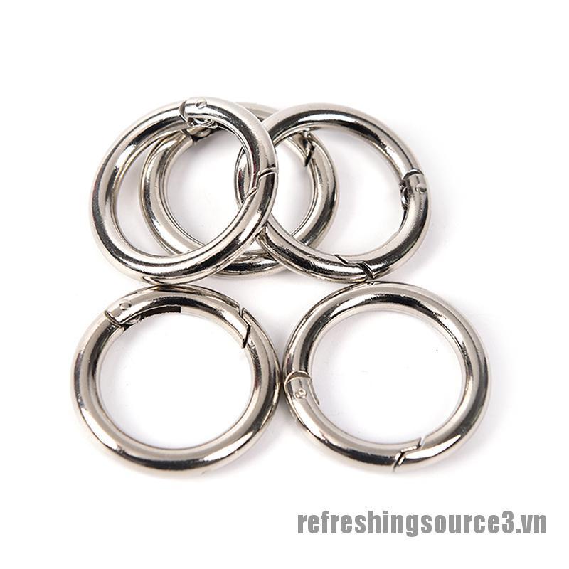Set 5 vòng gắn móc khóa carabiner kim loại dạng kẹp hình tròn 35mm sử dụng ngoài trời