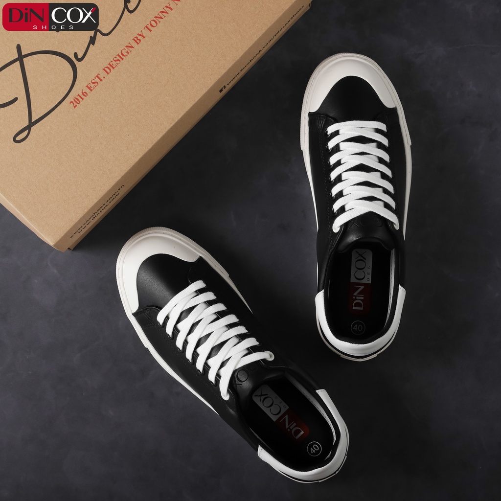 Giày Sneaker Da Nam DINCOX C13 Cách Điệu Sáng Tạo Black/White