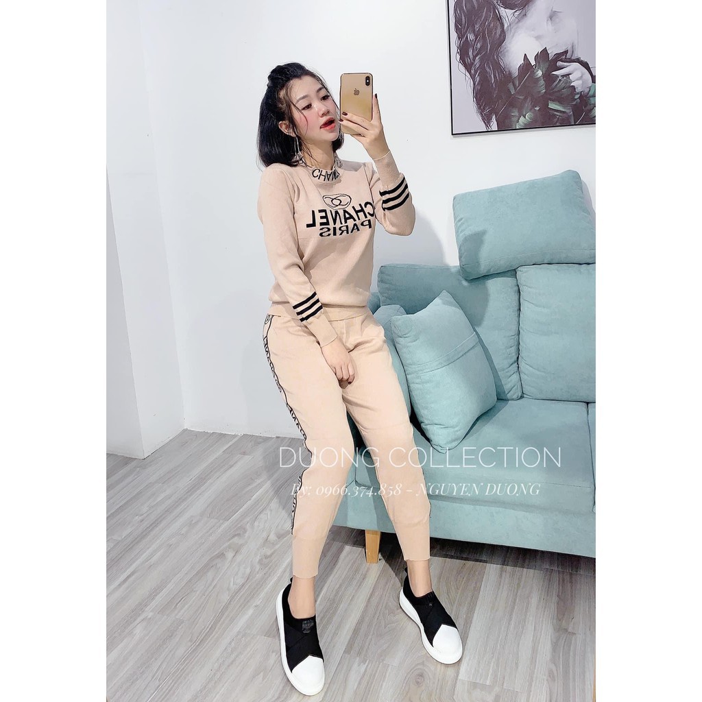 Bộ quần áo thu đông dành cho phái nữ 40-58kg mẫu Chanl Paris đẹp xịn sò