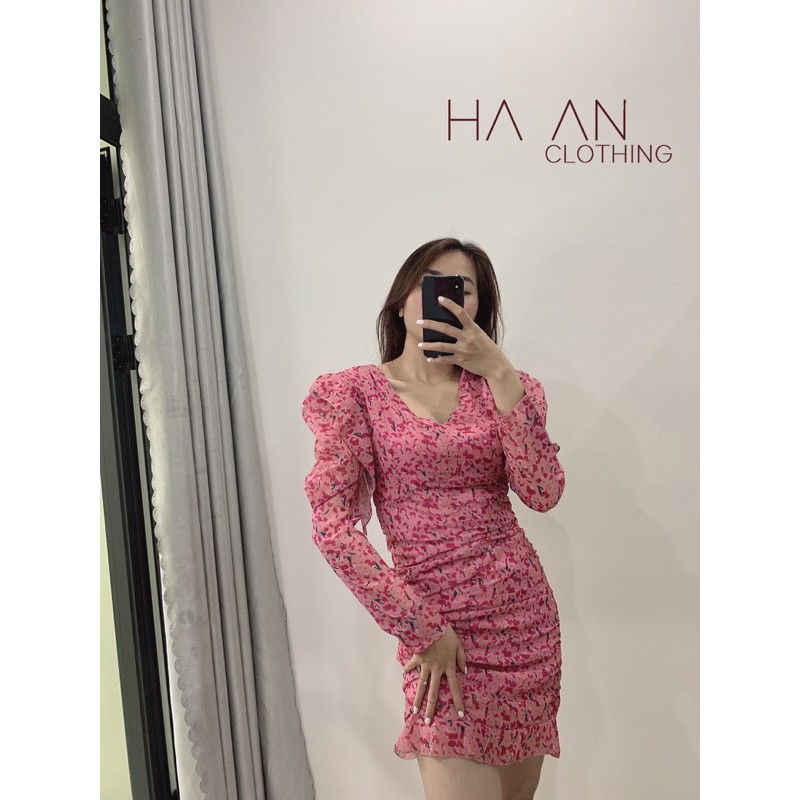 Váy voan nữ thu đông dài tay hoa nhỏ(ảnh thật)