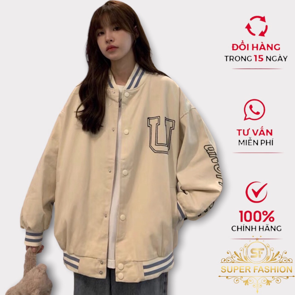 Áo Khoác Dù Bomber Nam Nữ in Chữ U Phong Cách Thời Trang Trend SUPER FASHION