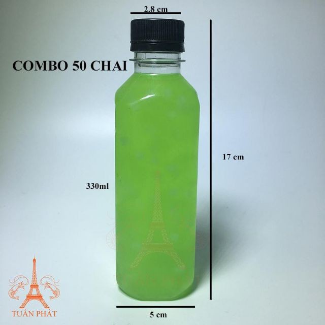 Chai nhựa 330ml Kanemo chai nhựa vuông đựng trà sữa giá rẻ