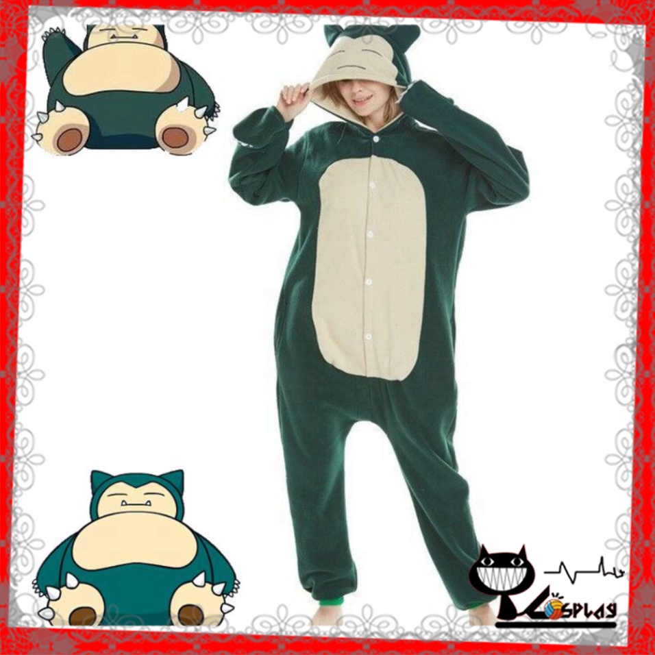 [O] Pokemon Kigurumi Anime Snorlax Cosplay Pajamas Jumpsuit Adult Sleepwear Onesie [Miu Cosplay] | BigBuy360 - bigbuy360.vn
