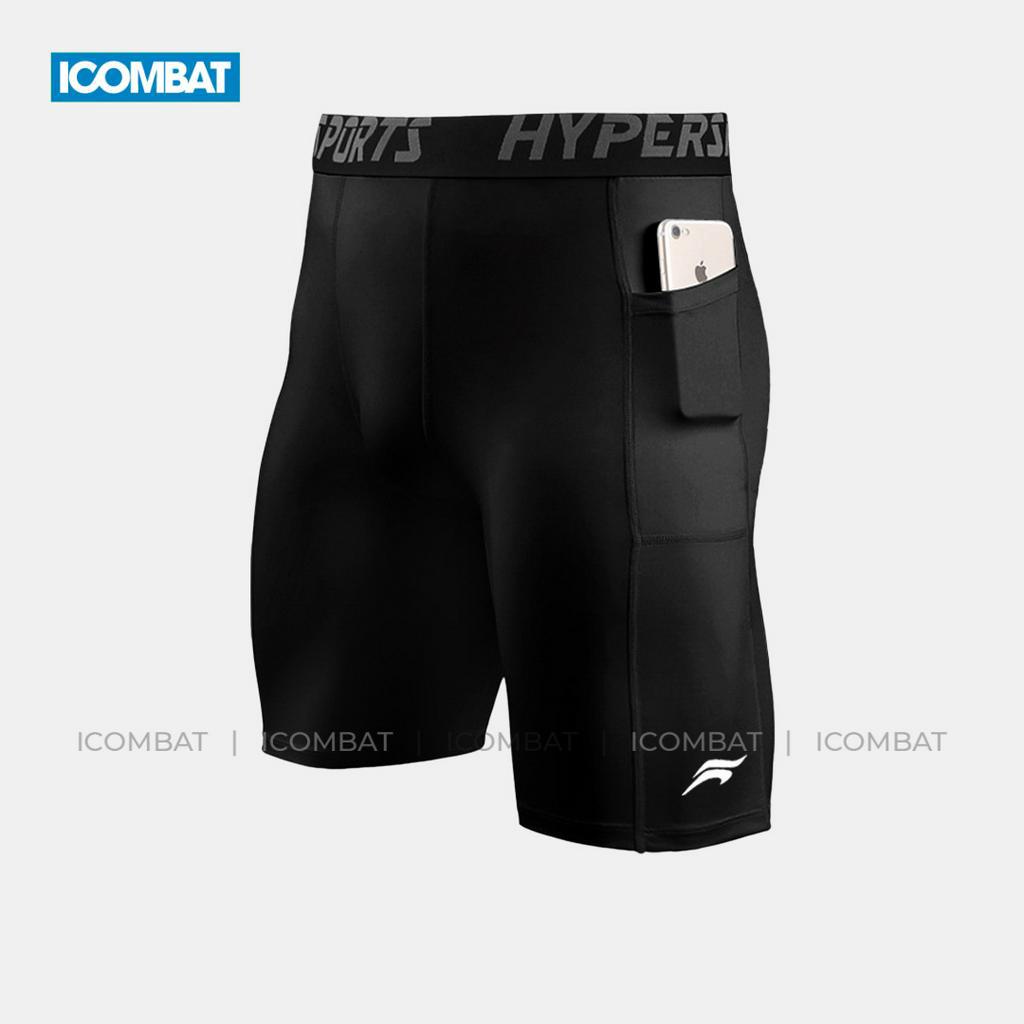 Quần legging thể thao nam ngắn có túi iCOMBAT Coolmax™ quần giữ nhiệt Leg day gym bó cơ tăng hiệu quả tập luyện