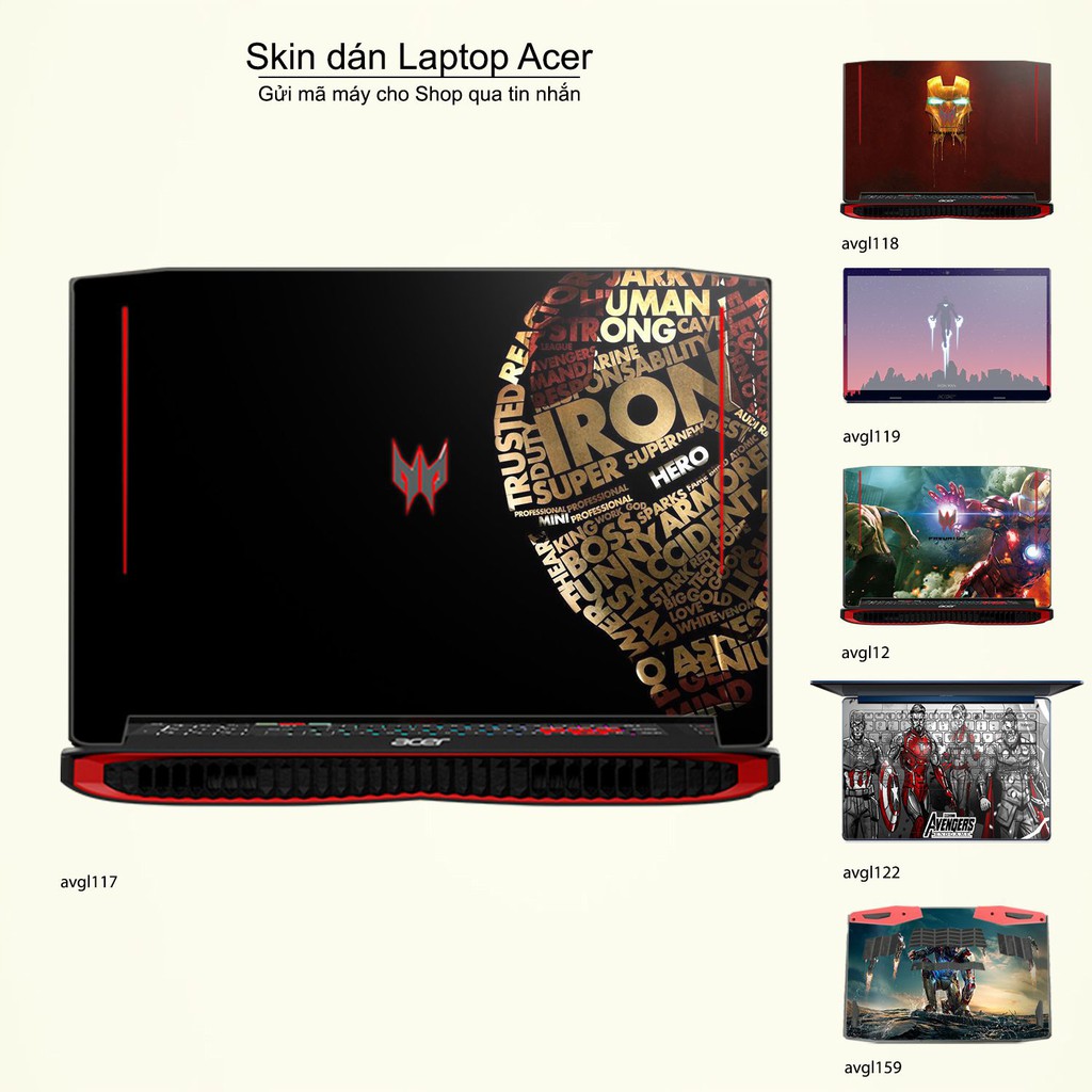 Skin dán Laptop Acer in hình Avenger _nhiều mẫu 3 (inbox mã máy cho Shop)